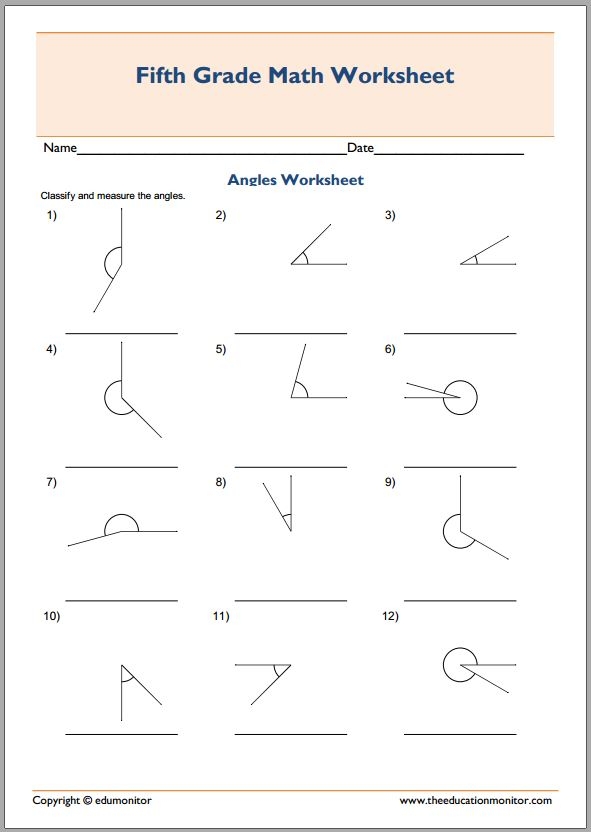 Measuring Angles 4th Grade Worksheet Angleworksheets