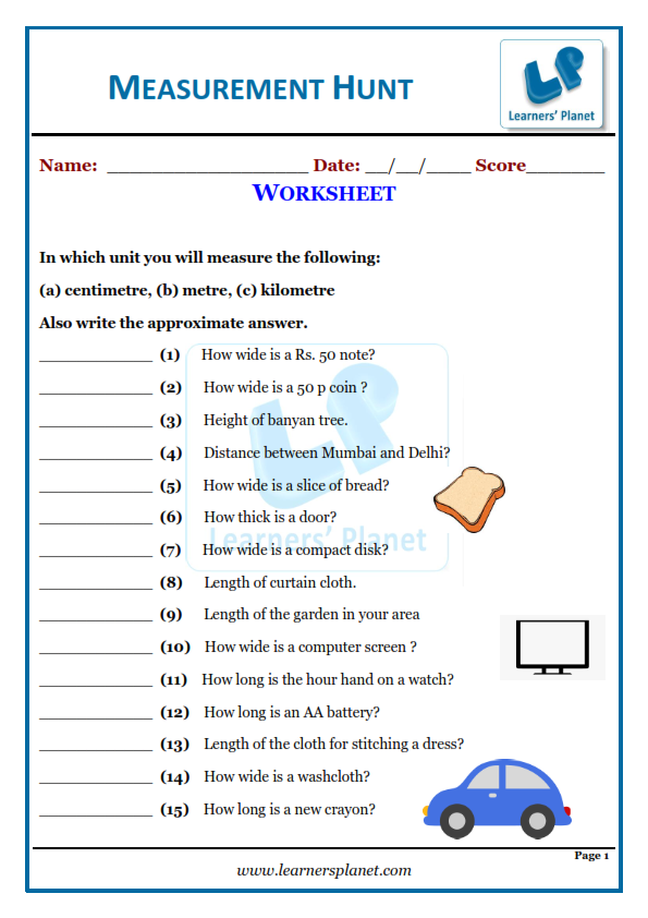 Mental Math Measurement Worksheet