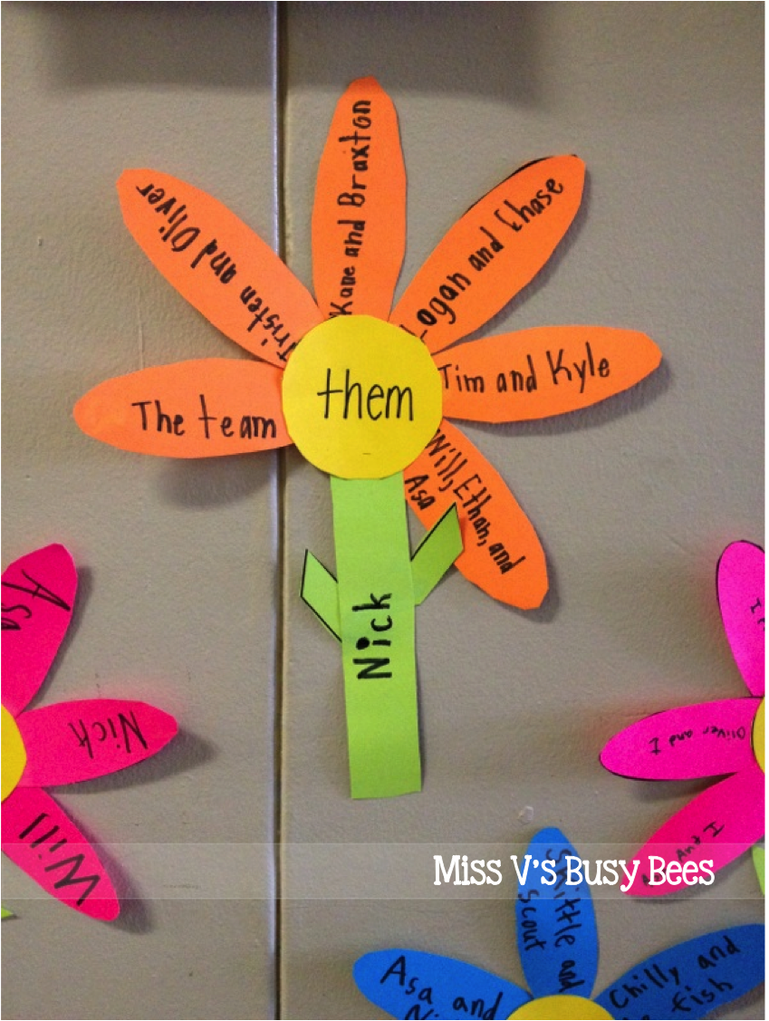 Miss V 39 s Busy Bees Pronoun Flowers A Pronoun Activity