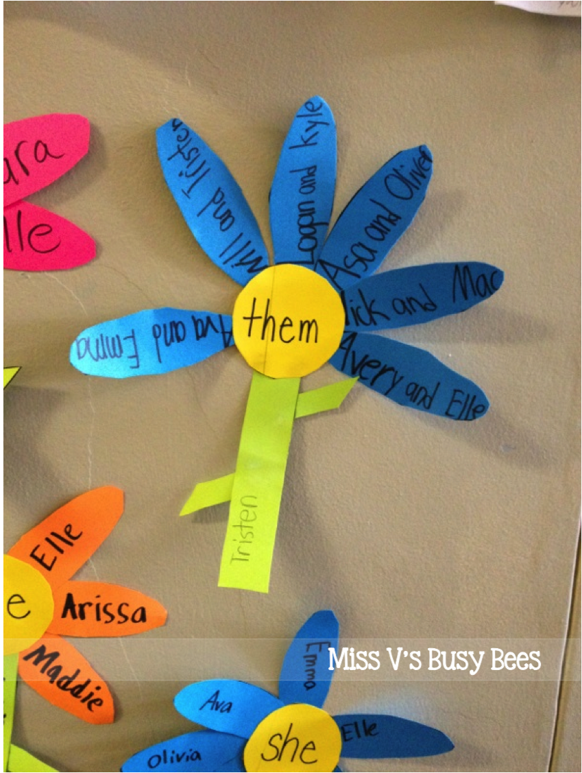 Miss V 39 s Busy Bees Pronoun Flowers A Pronoun Activity