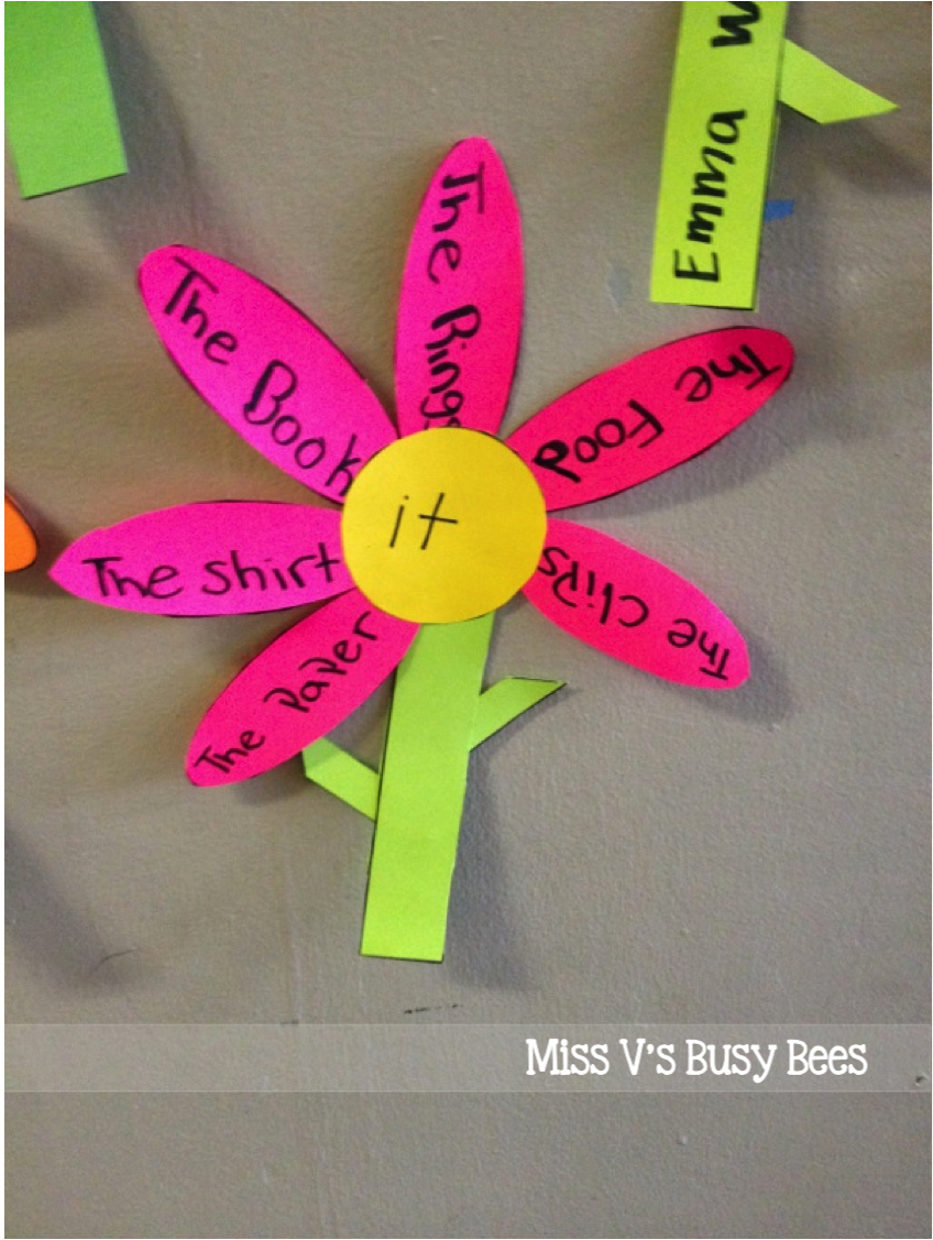Miss V 39 s Busy Bees Pronoun Flowers A Pronoun Activity