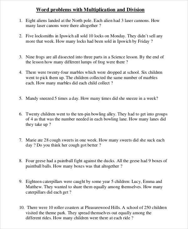 Multiplication And Division Word Problems Worksheets Worksheets Day