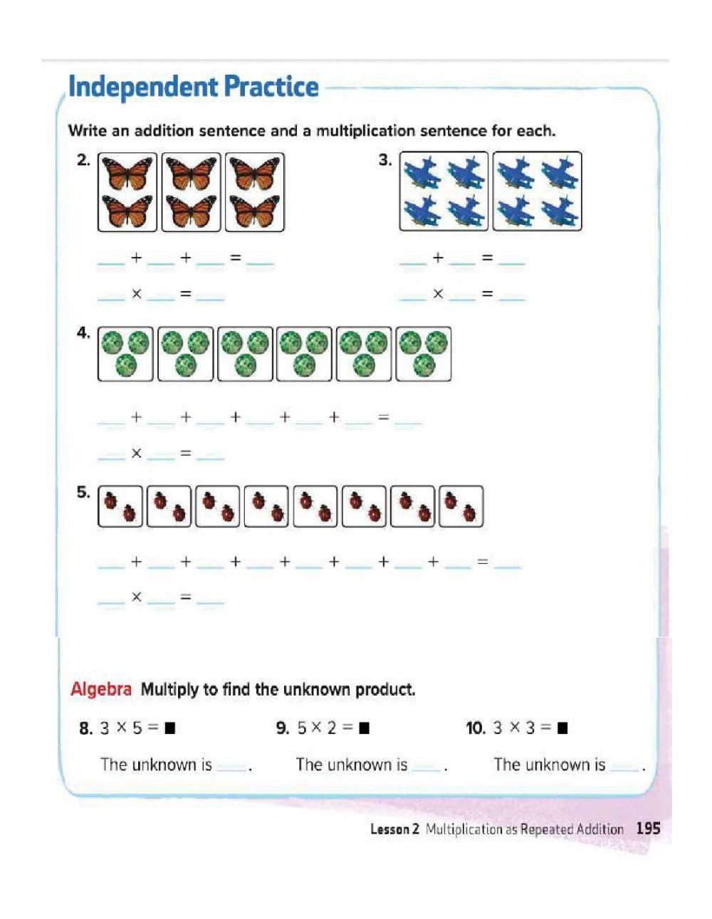 Multiplication As Repeated Addition Live Worksheets Worksheets Library