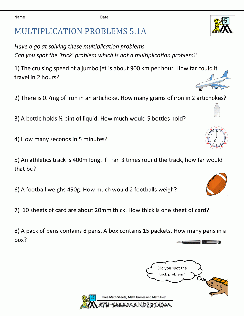Multiplication Math Problems For 5th Graders