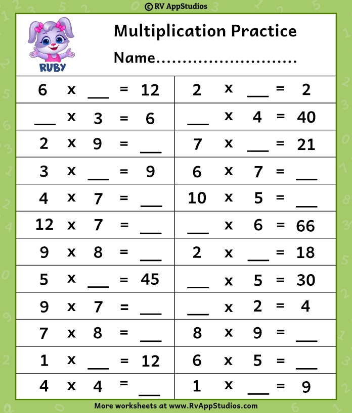 Multiplication Practice Worksheets Free Printables Worksheets Library
