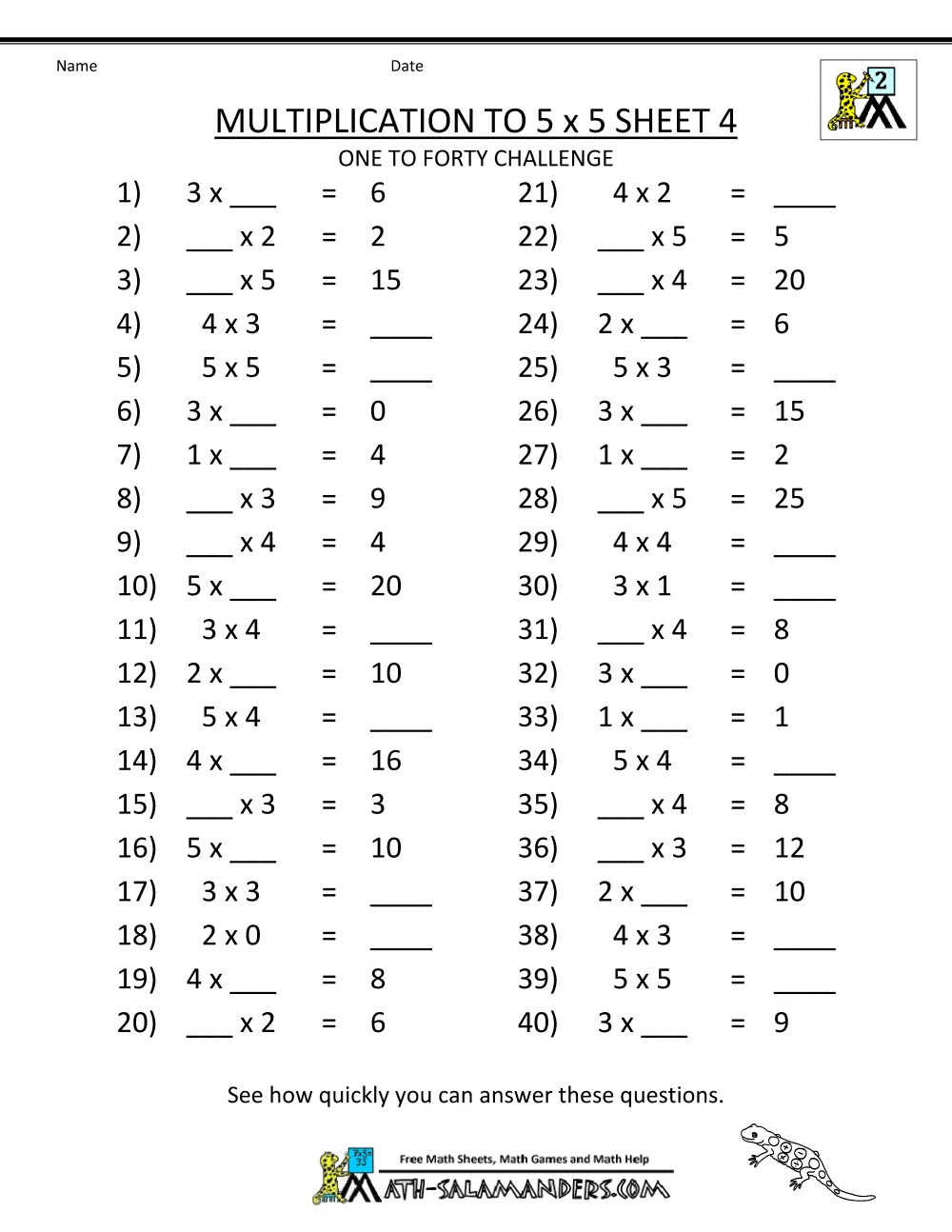 Multiplication Review Worksheets Multiplication Worksheets