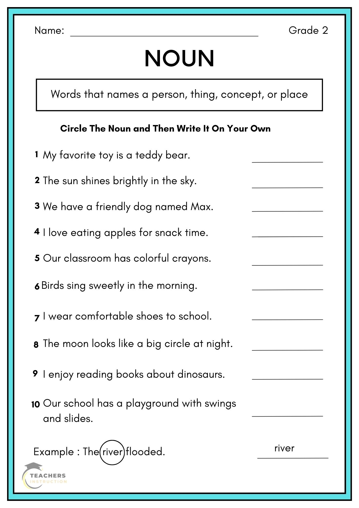 Noun Worksheet For Class 2