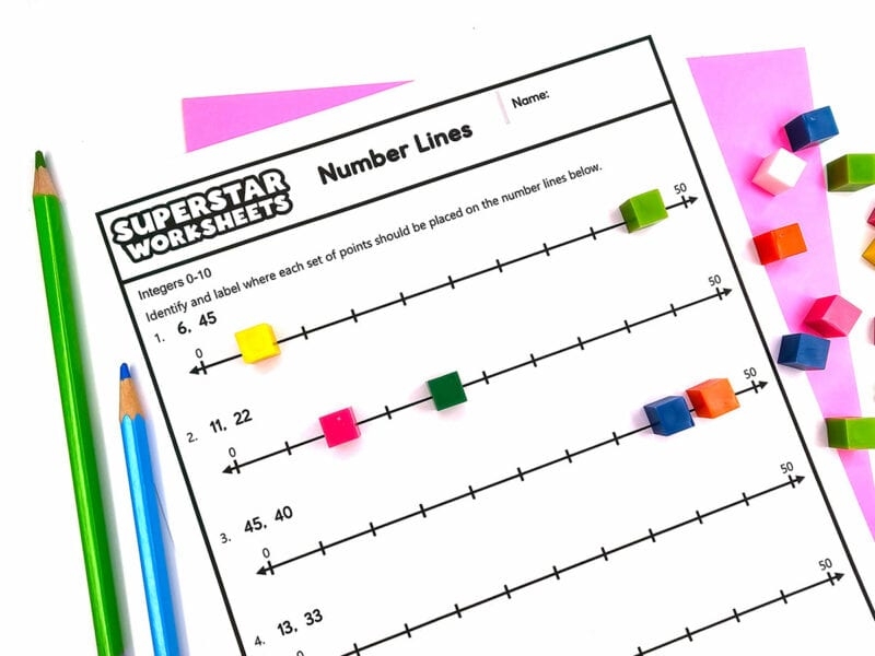 Number Line Worksheets Superstar Worksheets