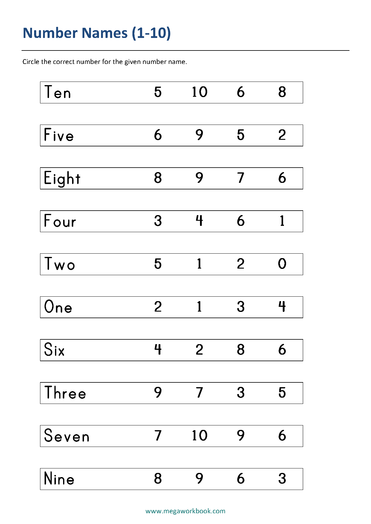 Number Names Worksheets Write Number In Words MegaWorkbook 