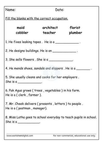 Occupation Worksheet Digital 1 Teacher Made Resources