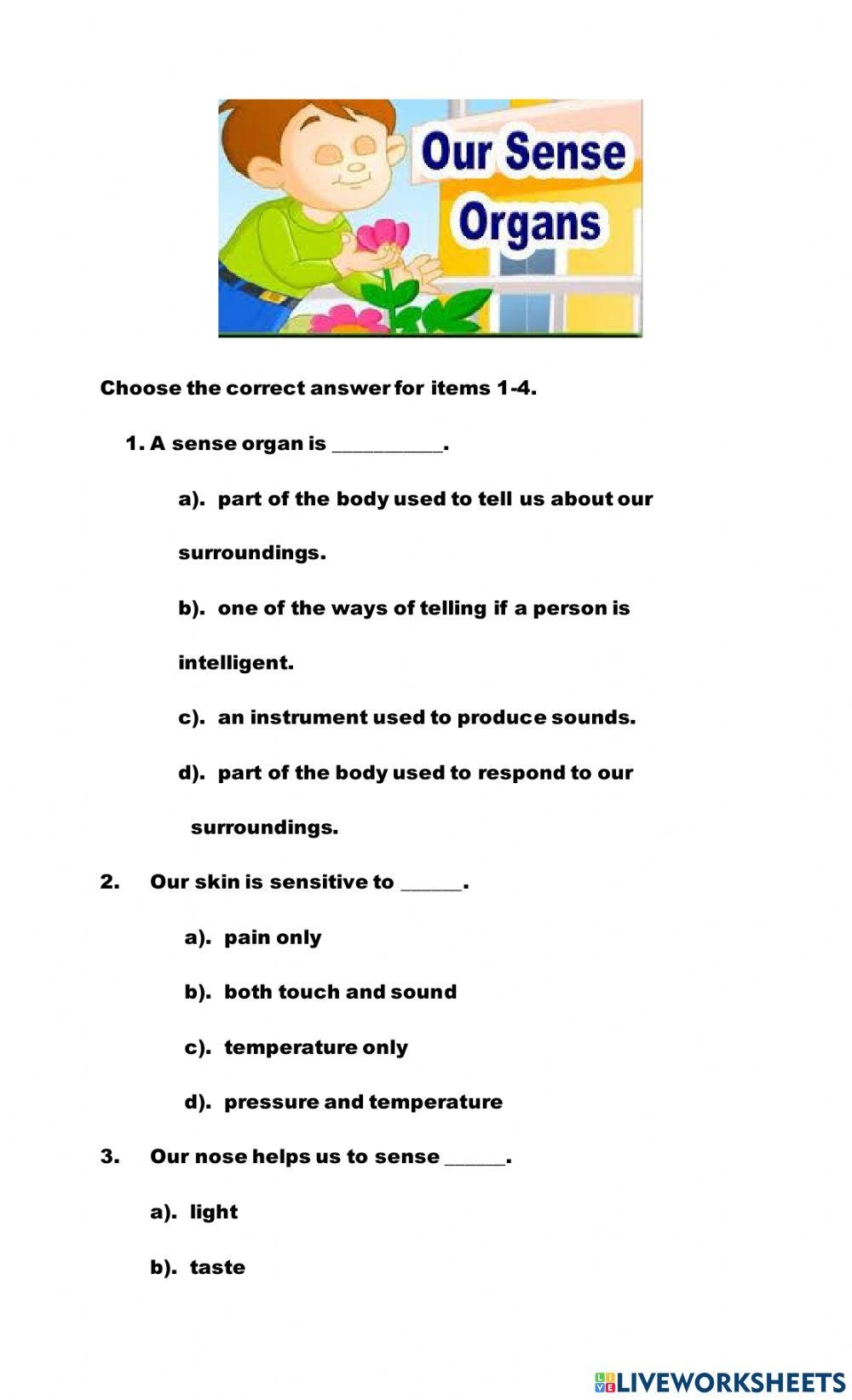 Our Sense Organs Worksheet Live Worksheets Worksheets Library