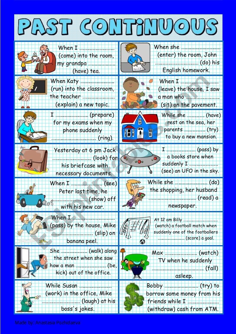 Past Continuous Tense Esl Printable Grammar Exercise 54 OFF