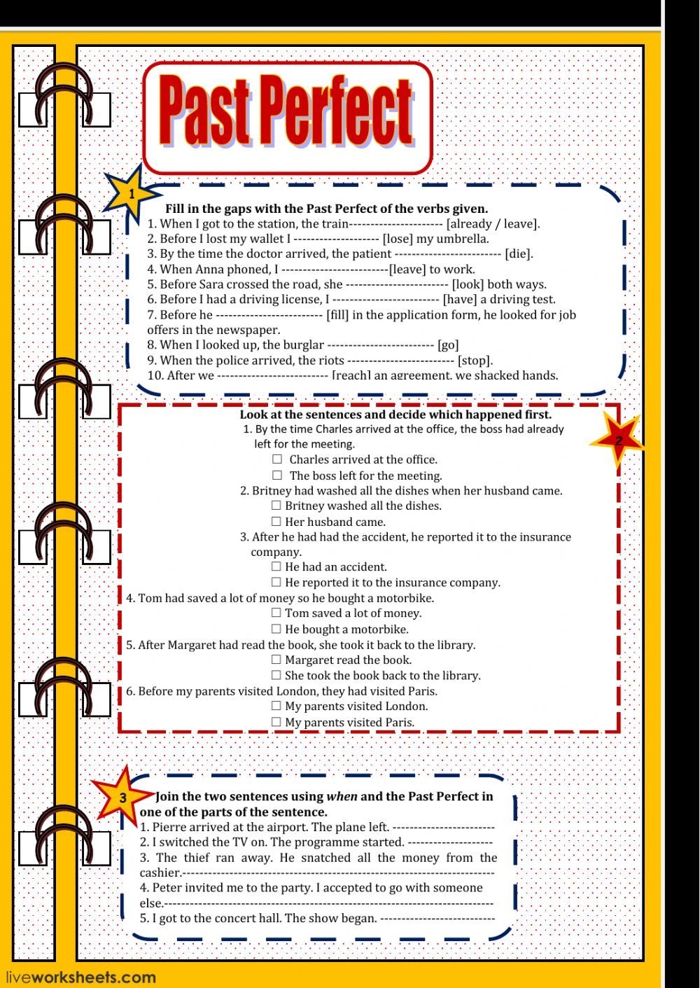 Past Perfect Worksheet Artofit