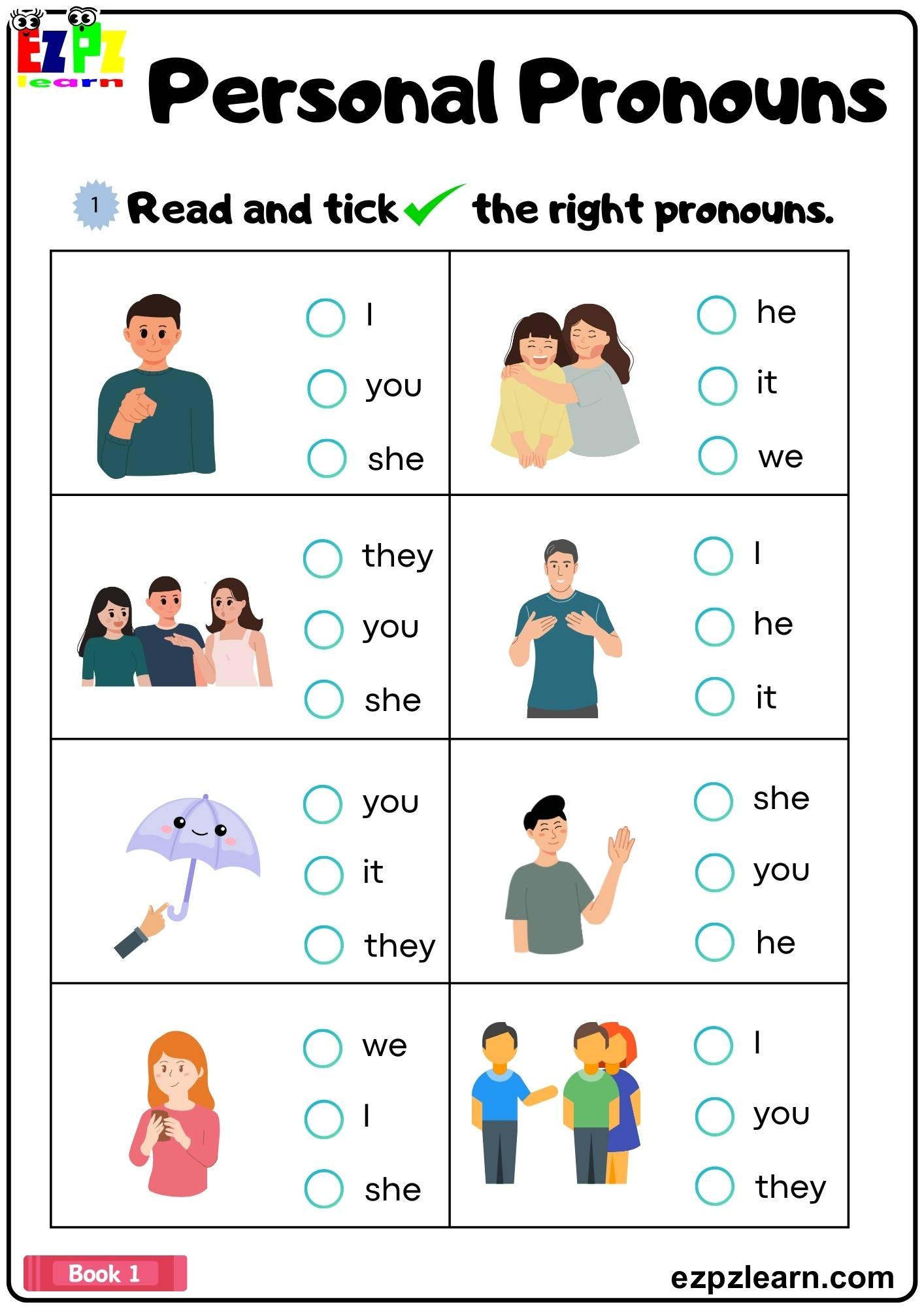 Personal Pronouns Read And Check The Correct Pronouns Grammar 