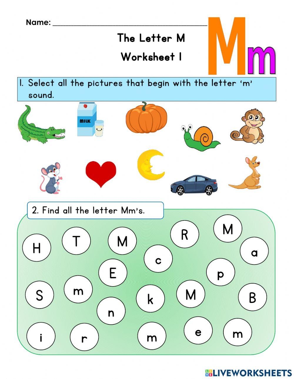 Picture Letter Match Letter M Worksheet MyTeachingStation 