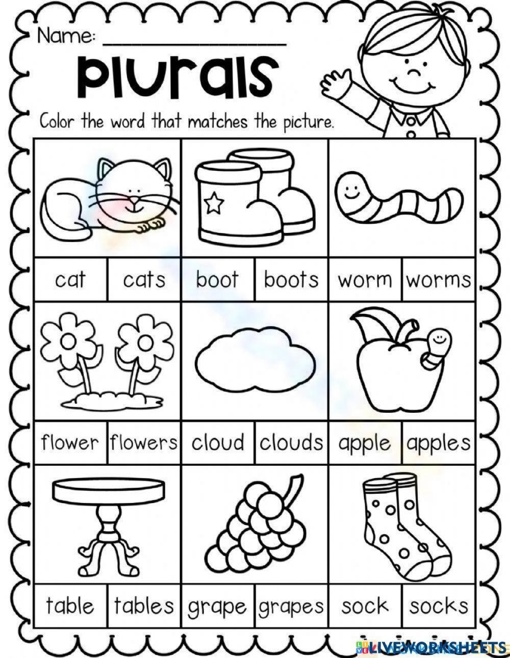 Plurals Online Exercise For Kindergarten grade 2 Live Worksheets 