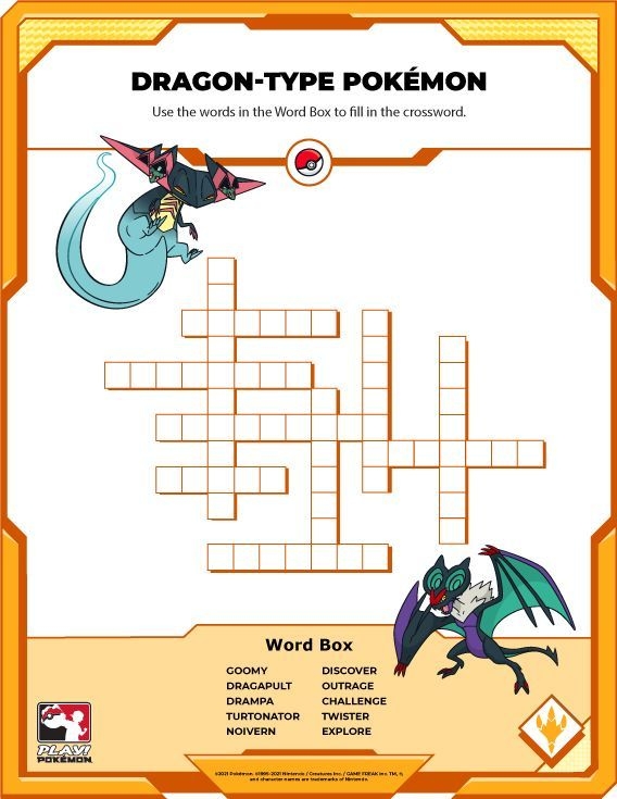 Pokemon Crossword Puzzle