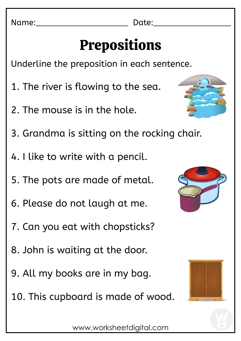 Prepositions Worksheet Digital Worksheets Library
