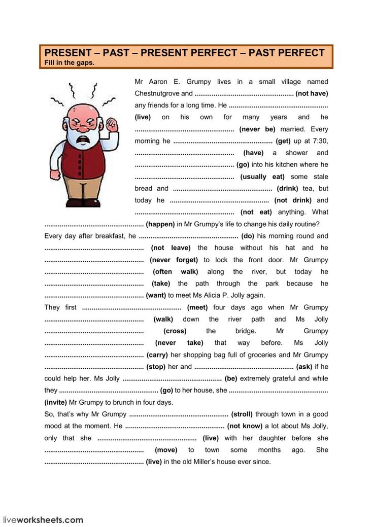 Present perfect Past perfect Interactive Worksheet Present 
