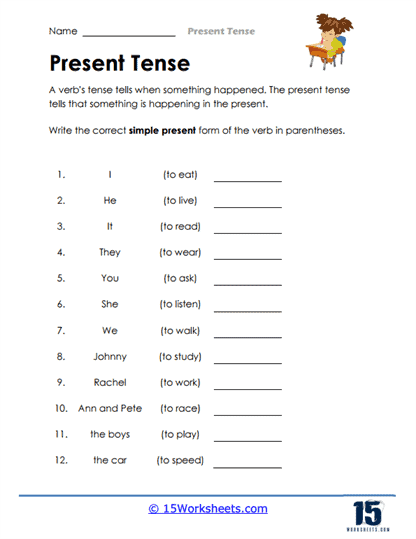 Present Tense Worksheets 15 Worksheets Worksheets Library