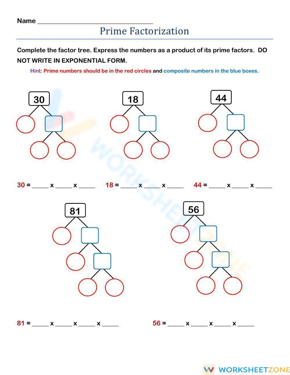 Prime Factorization Worksheet Worksheets Library