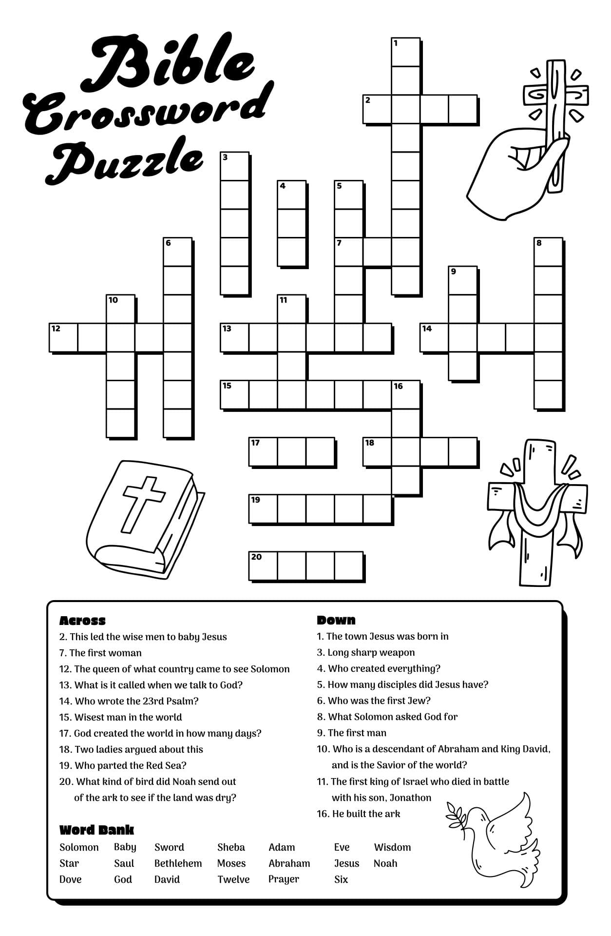 Printable Bible Crossword Puzzles PrintableLib