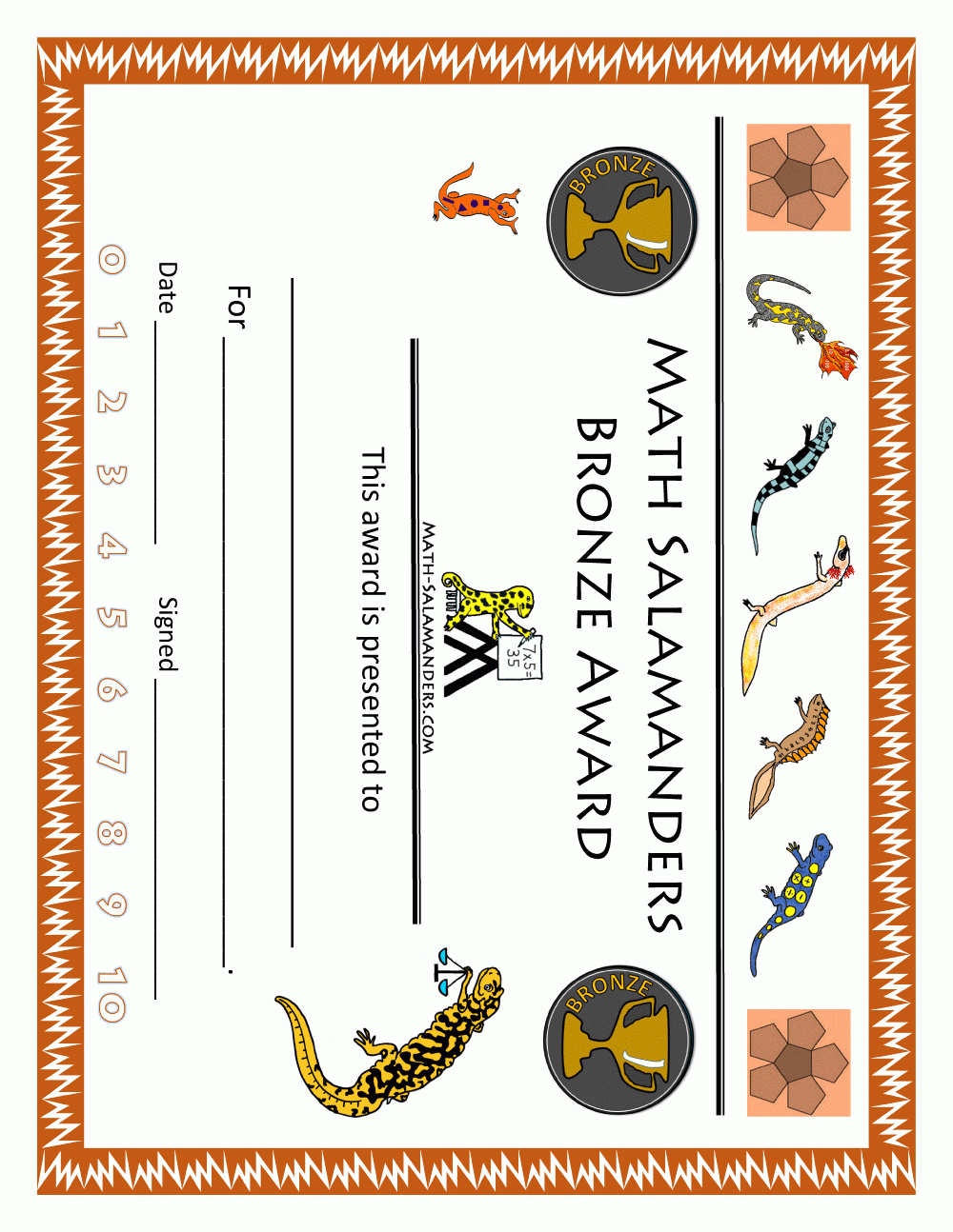 Printable Math Certificates From The Math Salamanders