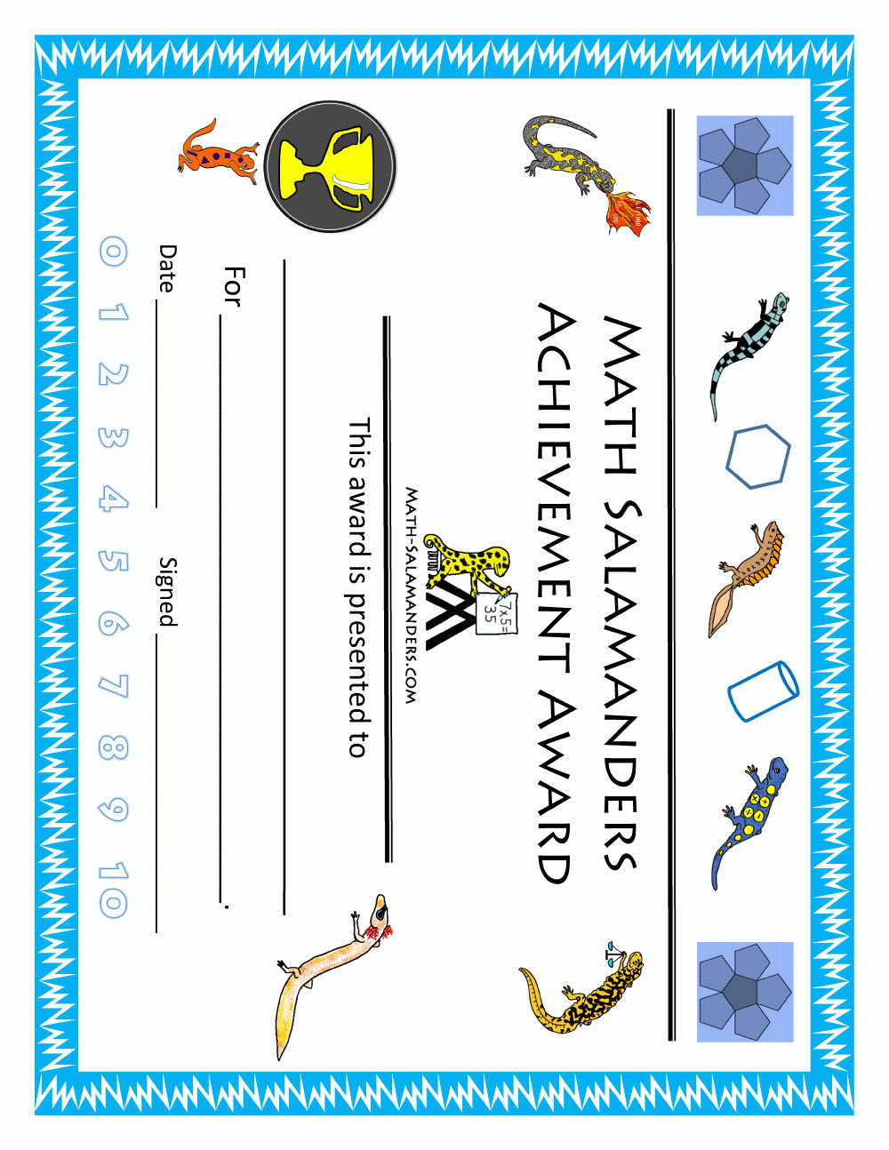 Printable Math Certificates From The Math Salamanders