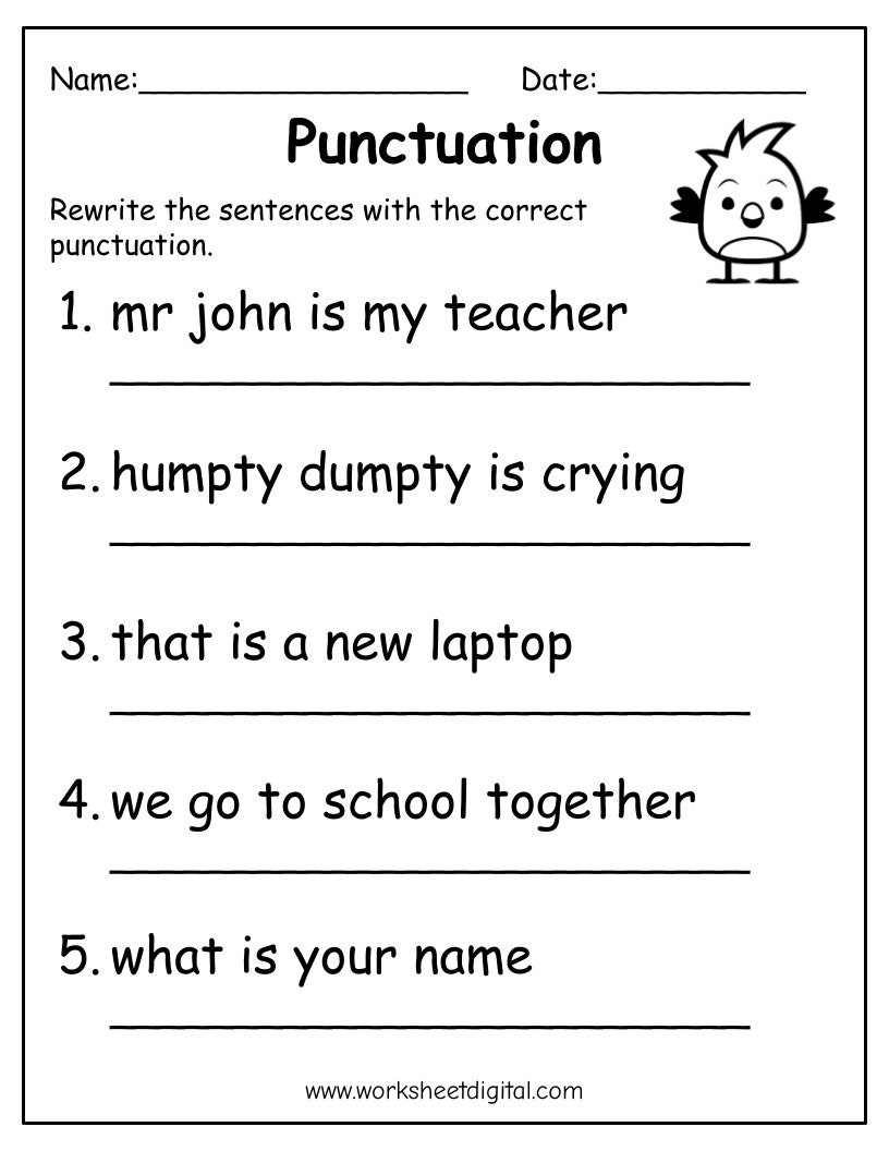 Printable Punctuation Worksheets Punctuation Practice Worksheets 