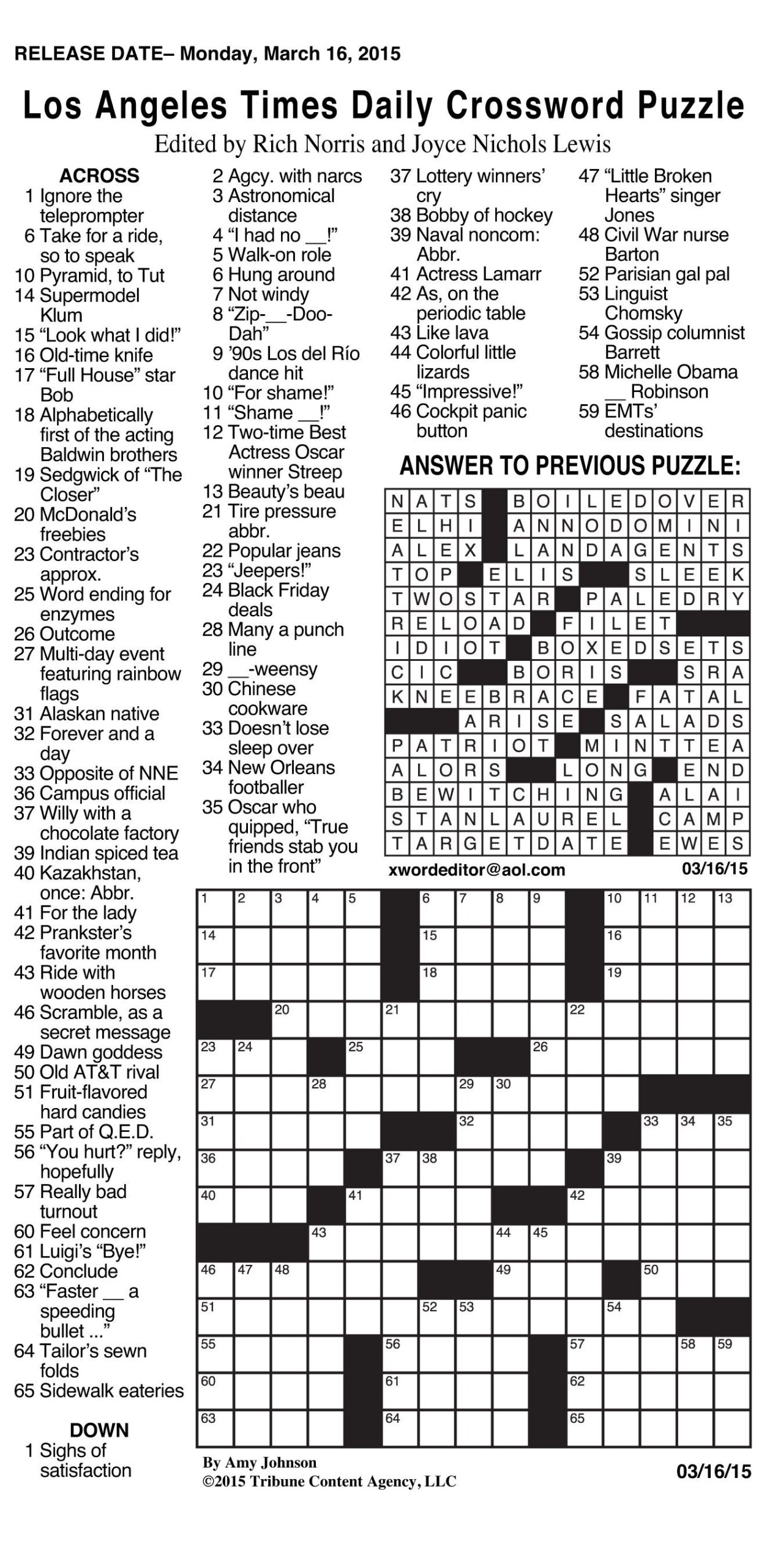 Printable Times Crossword Printable Crossword Puzzles