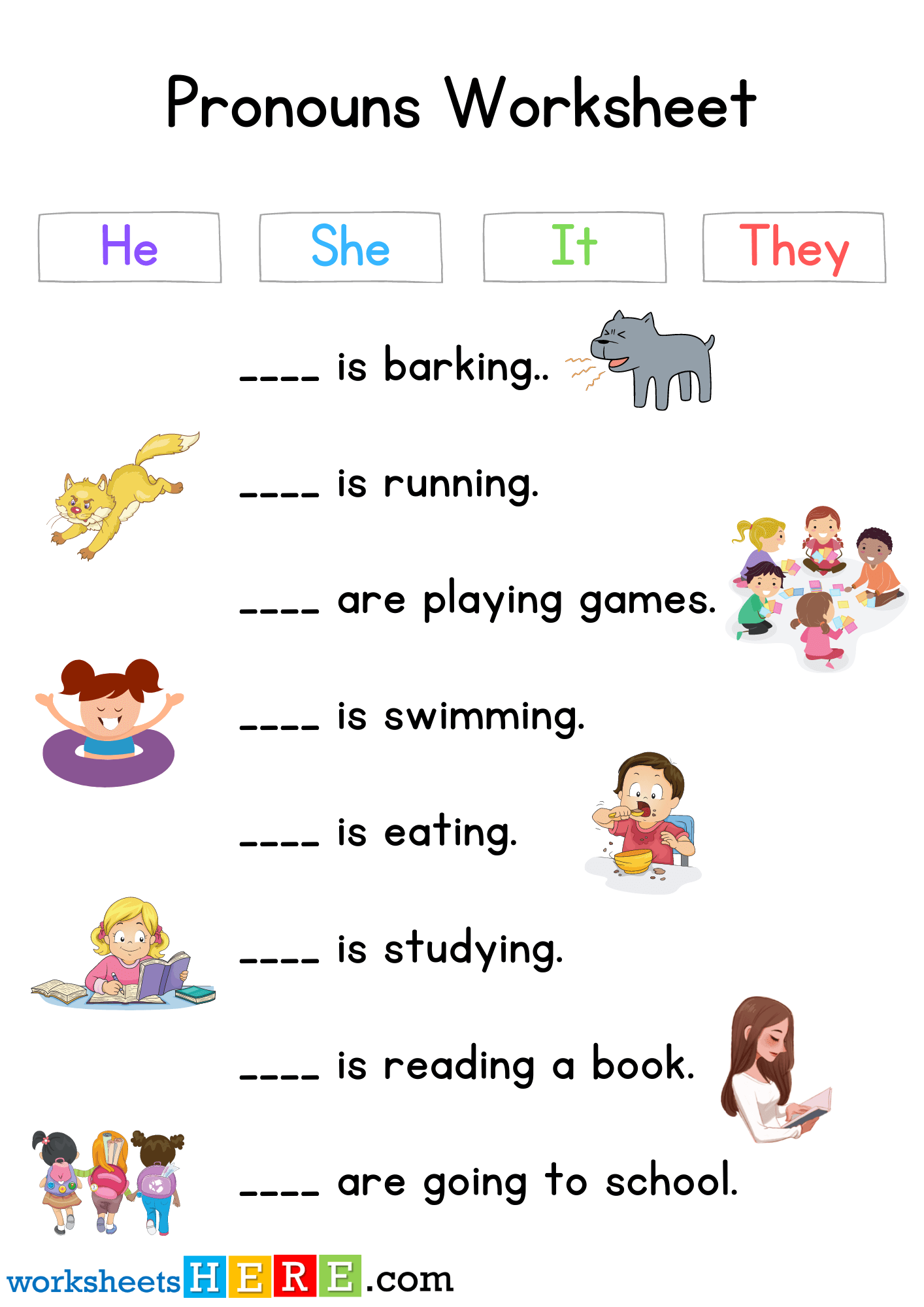Pronouns Exercises With Answers He She It They Pronouns Worksheet With