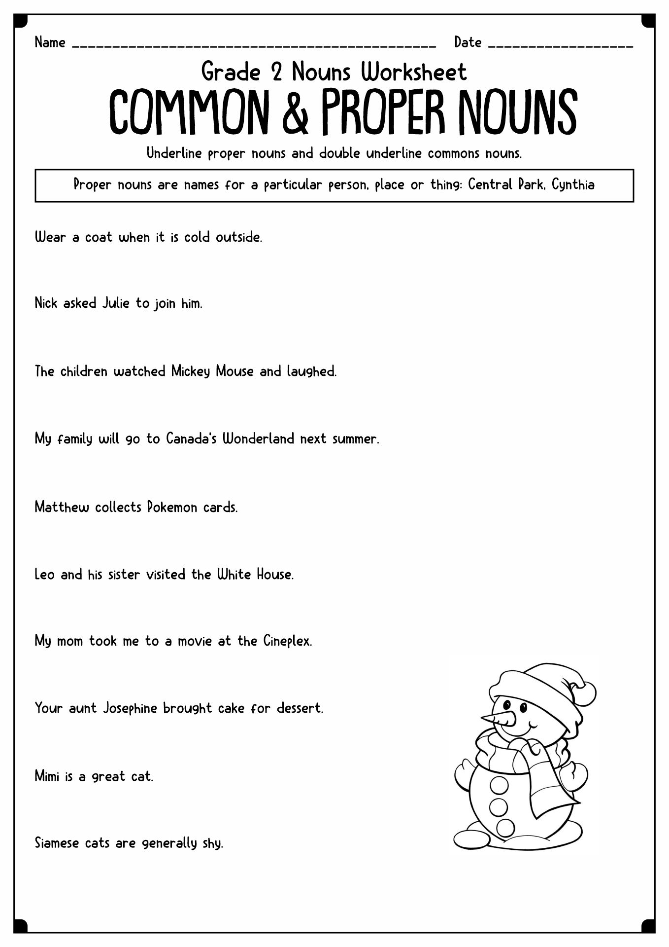 Proper Noun And Common Nouns Worksheet For Class 5 Printable Online