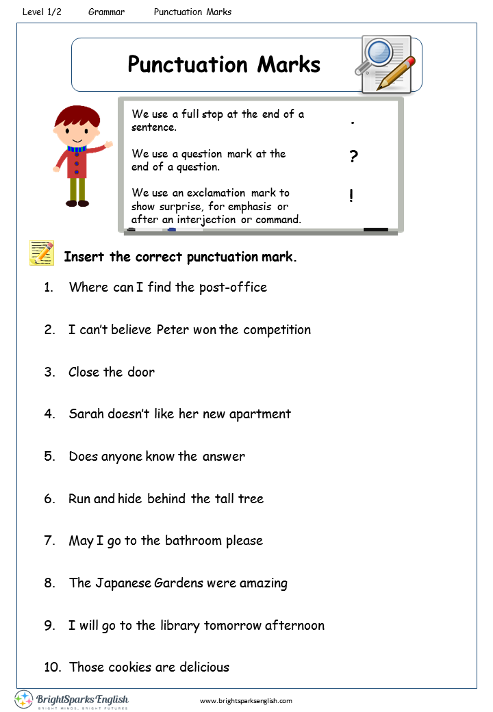 Punctuation Marks Worksheet English Treasure Trove 95E Lecciones De