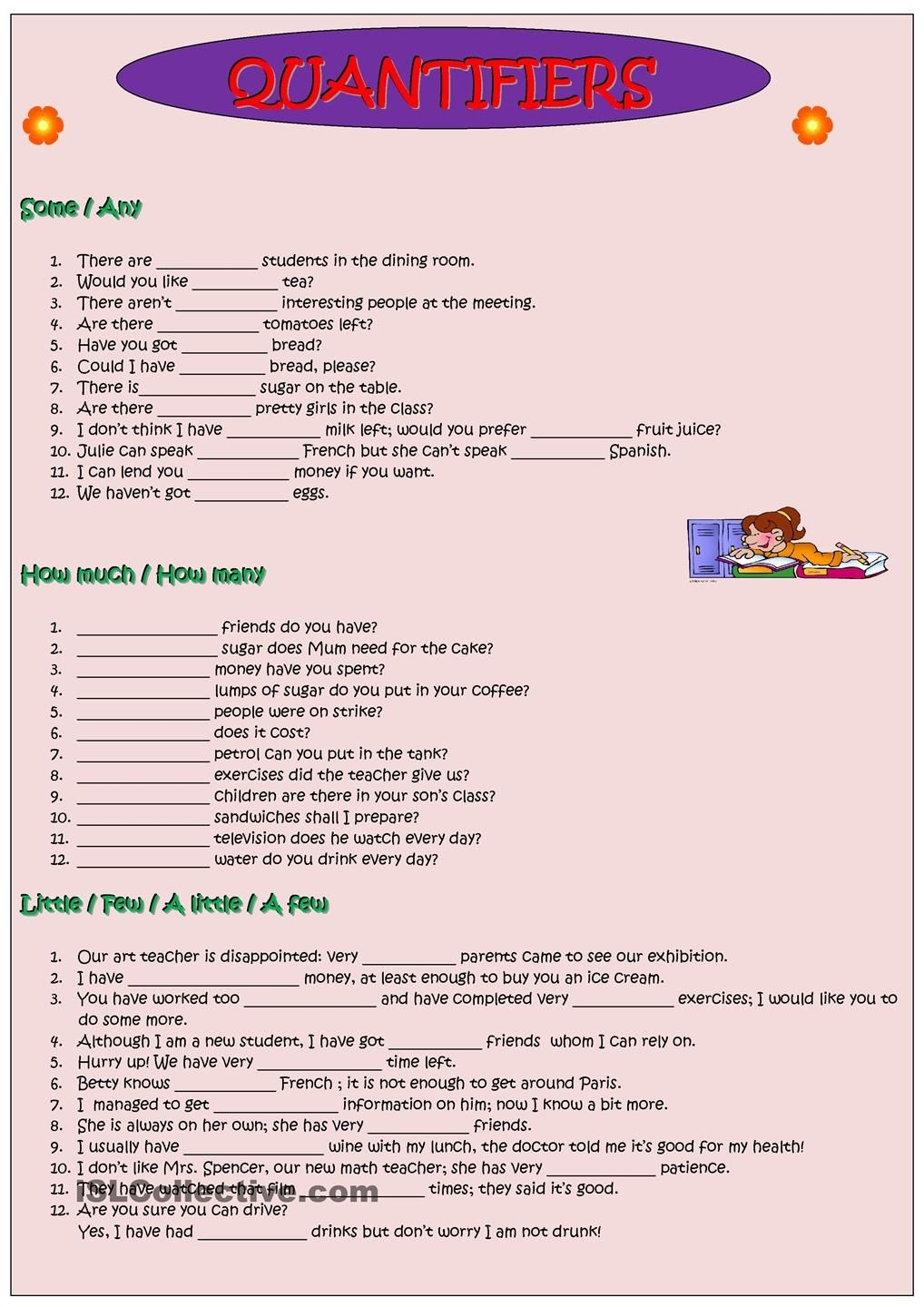 Quantifiers Exercises Worksheet Honwall