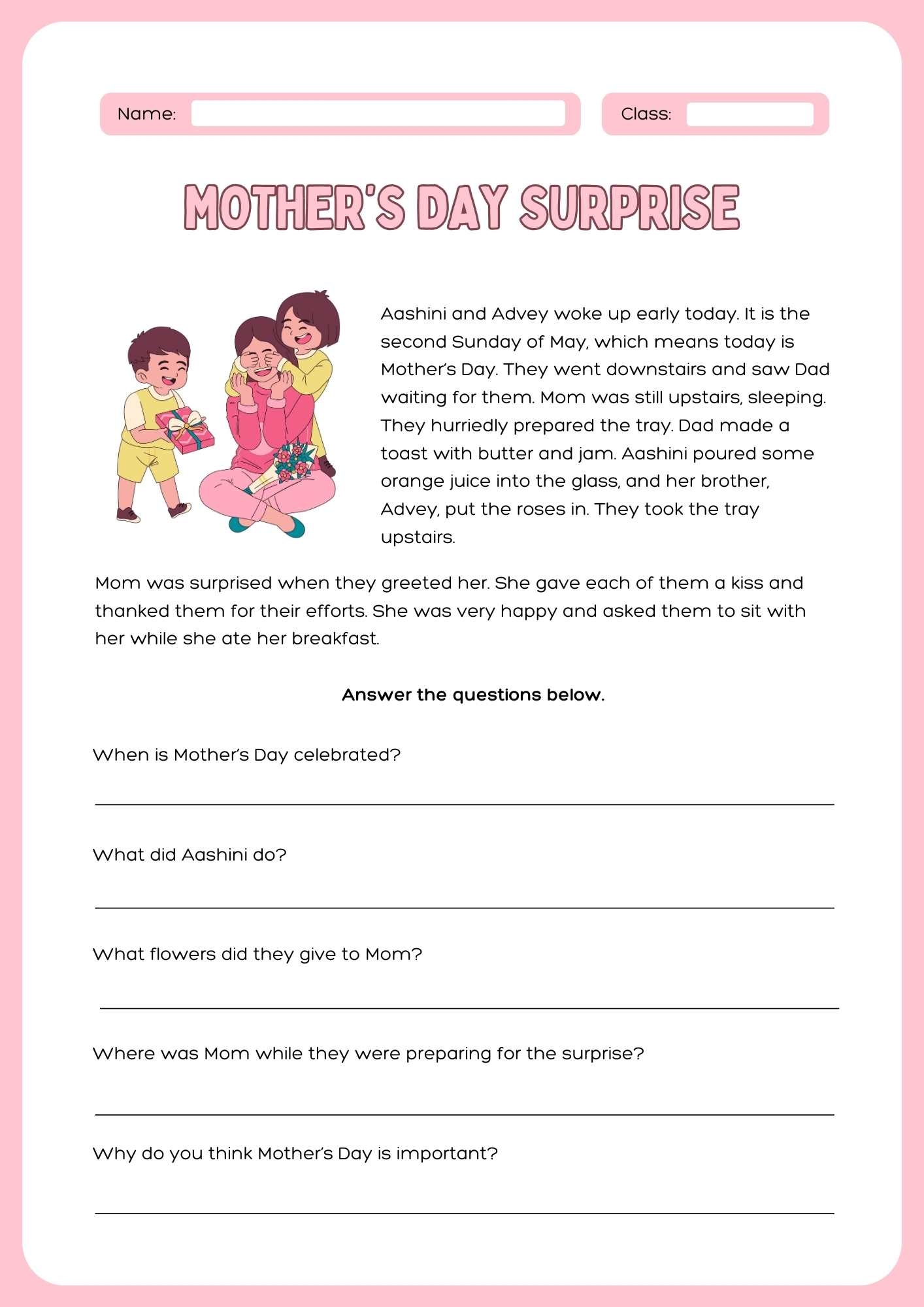 Reading Comprehension For Class 1 And Class 2 Mobotoy