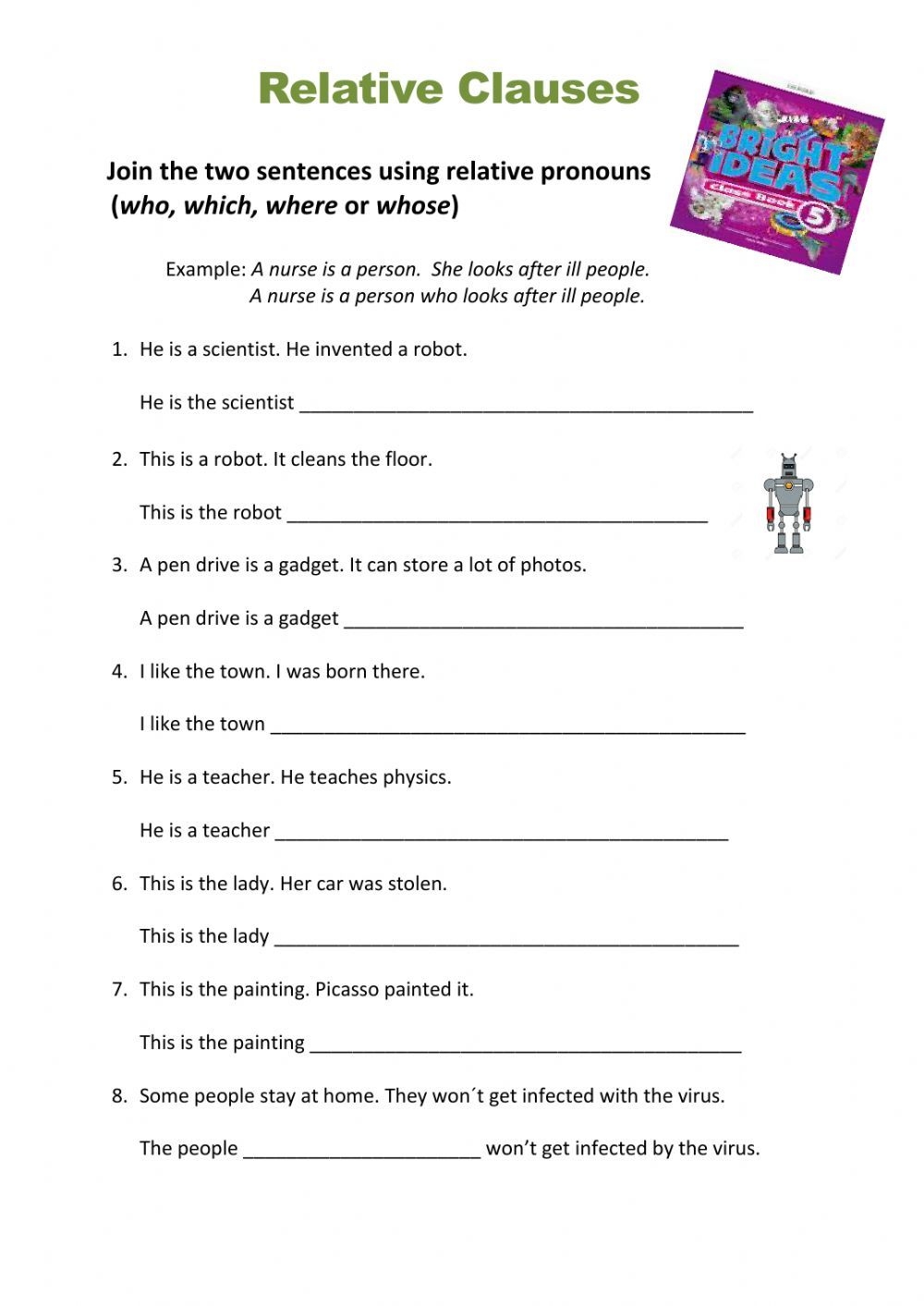 Relative Clauses Worksheet Grade 5