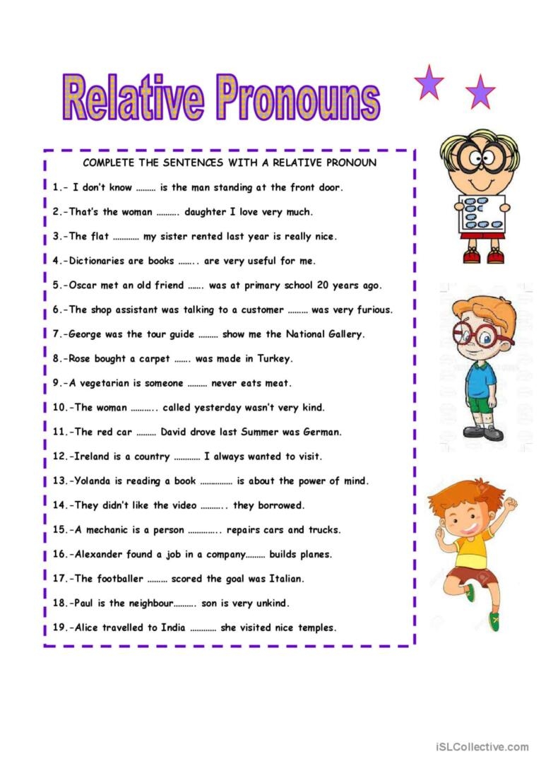 Relative Pronouns Worksheet Relative Pronouns Grammar Vrogue co