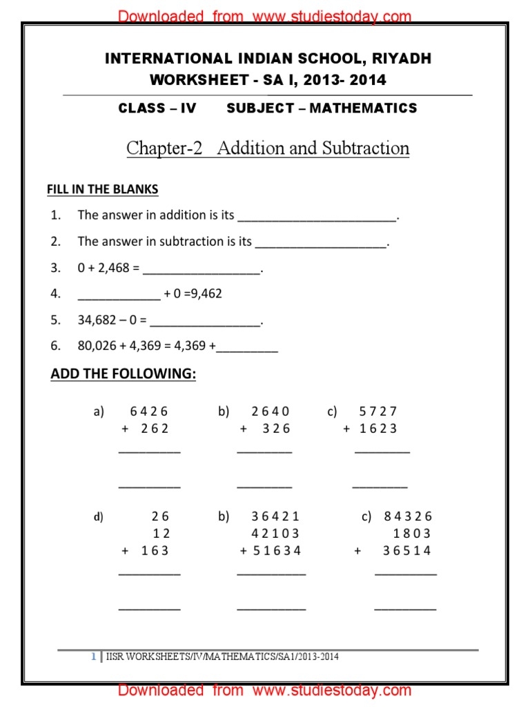 Revision Worksheet Class 4 Maths Worksheet Live Worksheets 