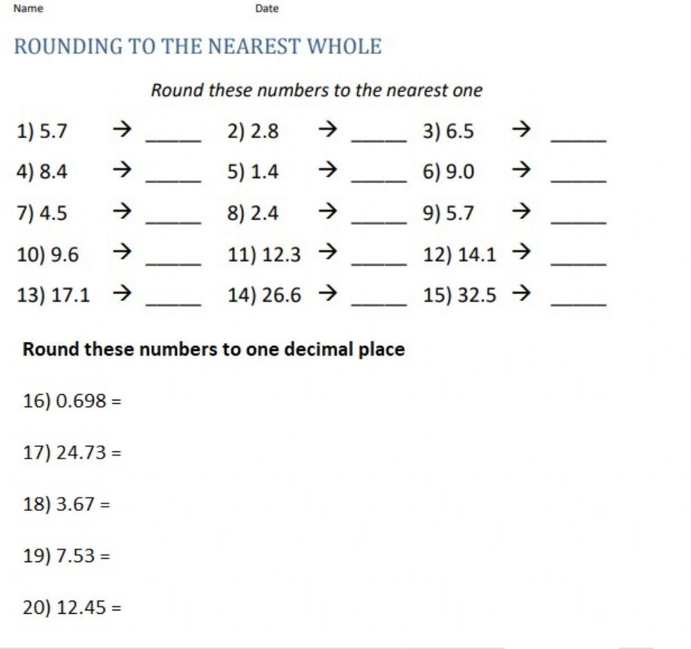 Rounding Decimals Worksheet Maths Year 4 Worksheets Library