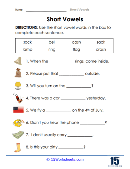 Say Short Vowels Worksheets Star Worksheets