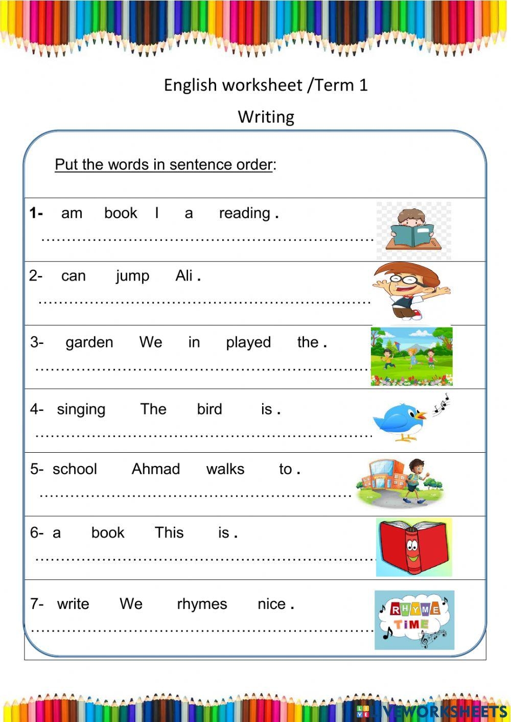 Sentence Writing The ESL Teacher Life Worksheets Library