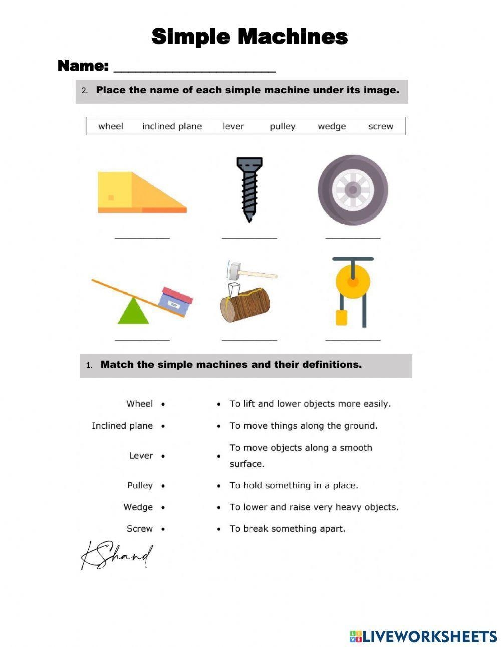 Simple Machines Worksheet Worksheet Live Worksheets Worksheets Library