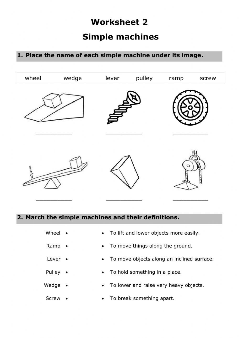 Simple Machines Worksheets Library