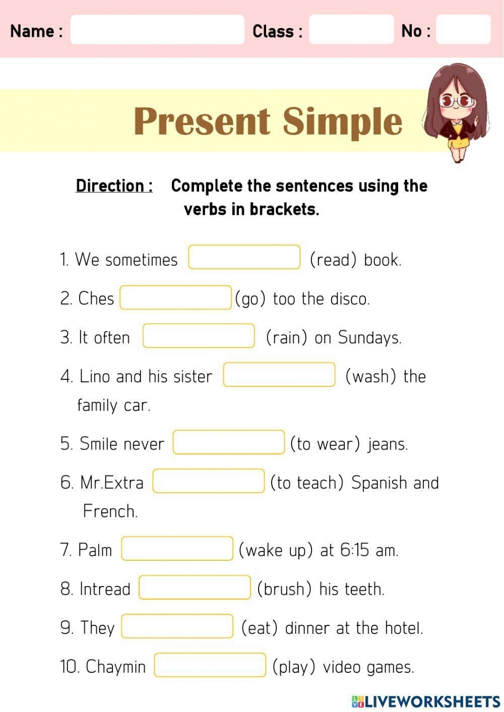 Simple Present Tense Interactive Worksheet Edform Worksheets Library