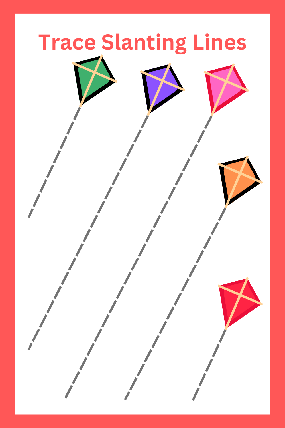 Slanting Lines Worksheets Preschool Activities Printable Pre Writing 
