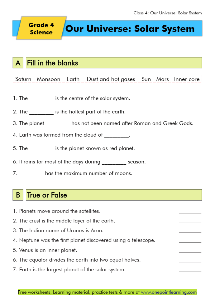 Solar System Planets Worksheet Free Printable PDF For Kids 