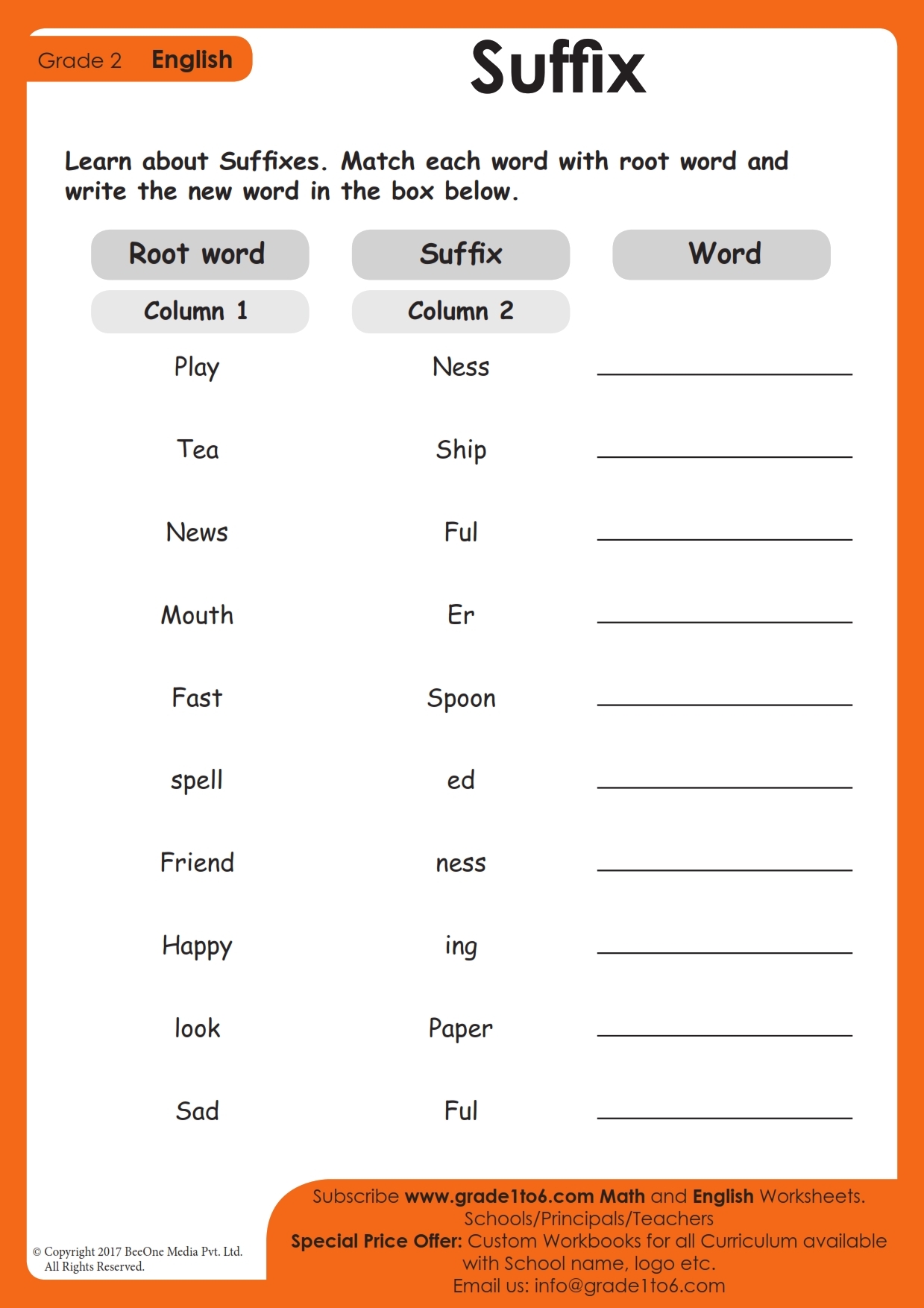 Suffix Worksheets For Grade 2 Grade1to6 Worksheets Library