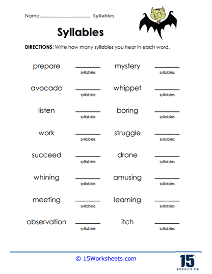 Syllables Worksheets 15 Worksheets Worksheets Library