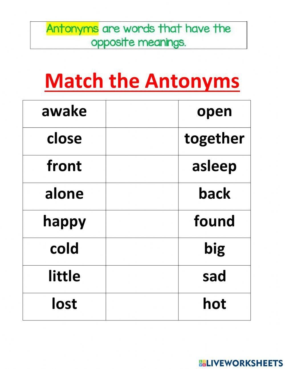 Synonyms And Antonyms Worksheet Color By Code Teach Starter 
