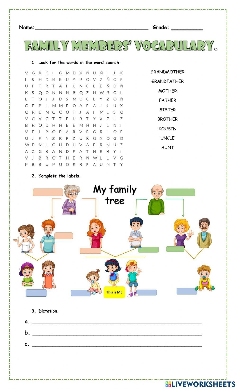 The Family Members Interactive Worksheet Live Worksheets Worksheets 